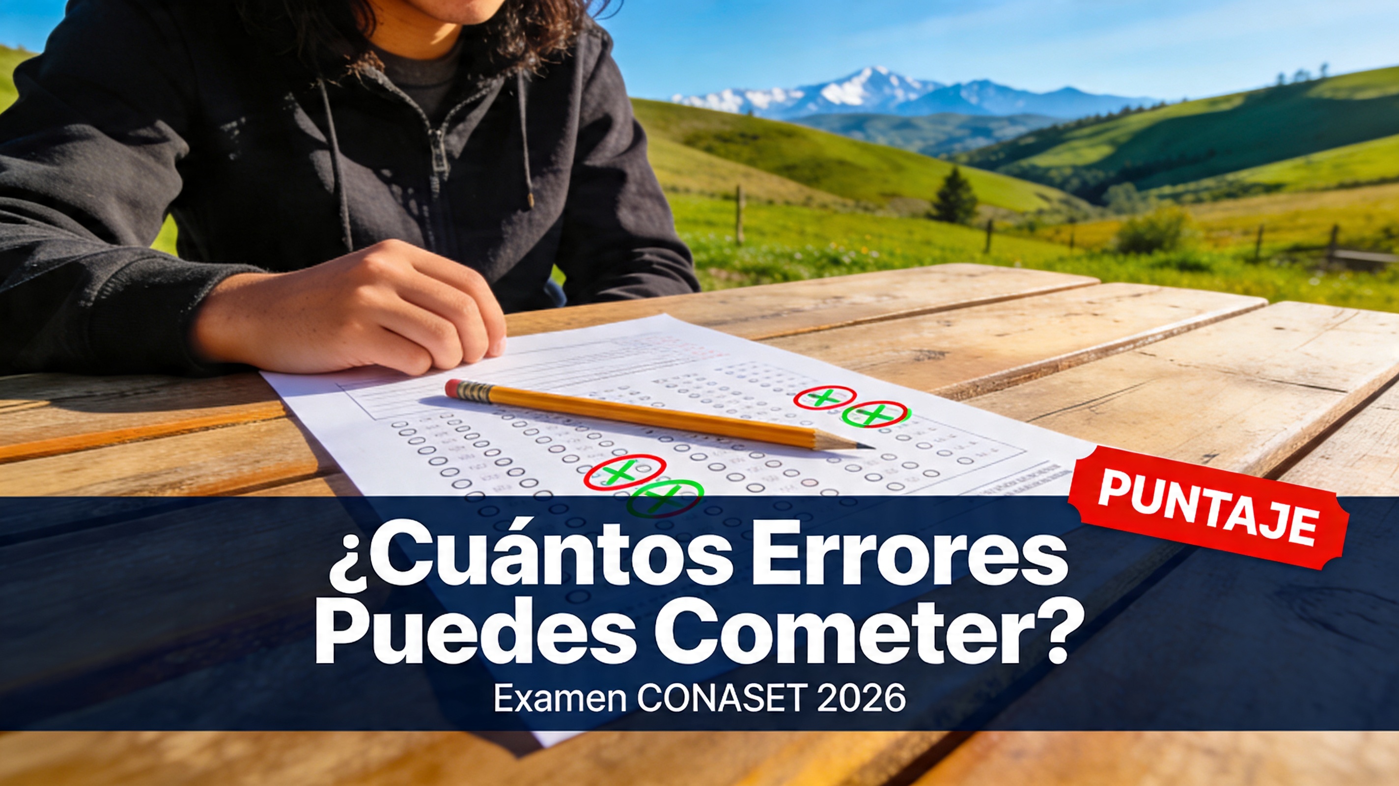 Persona revisando respuestas de un examen teórico de licencia de conducir en Chile