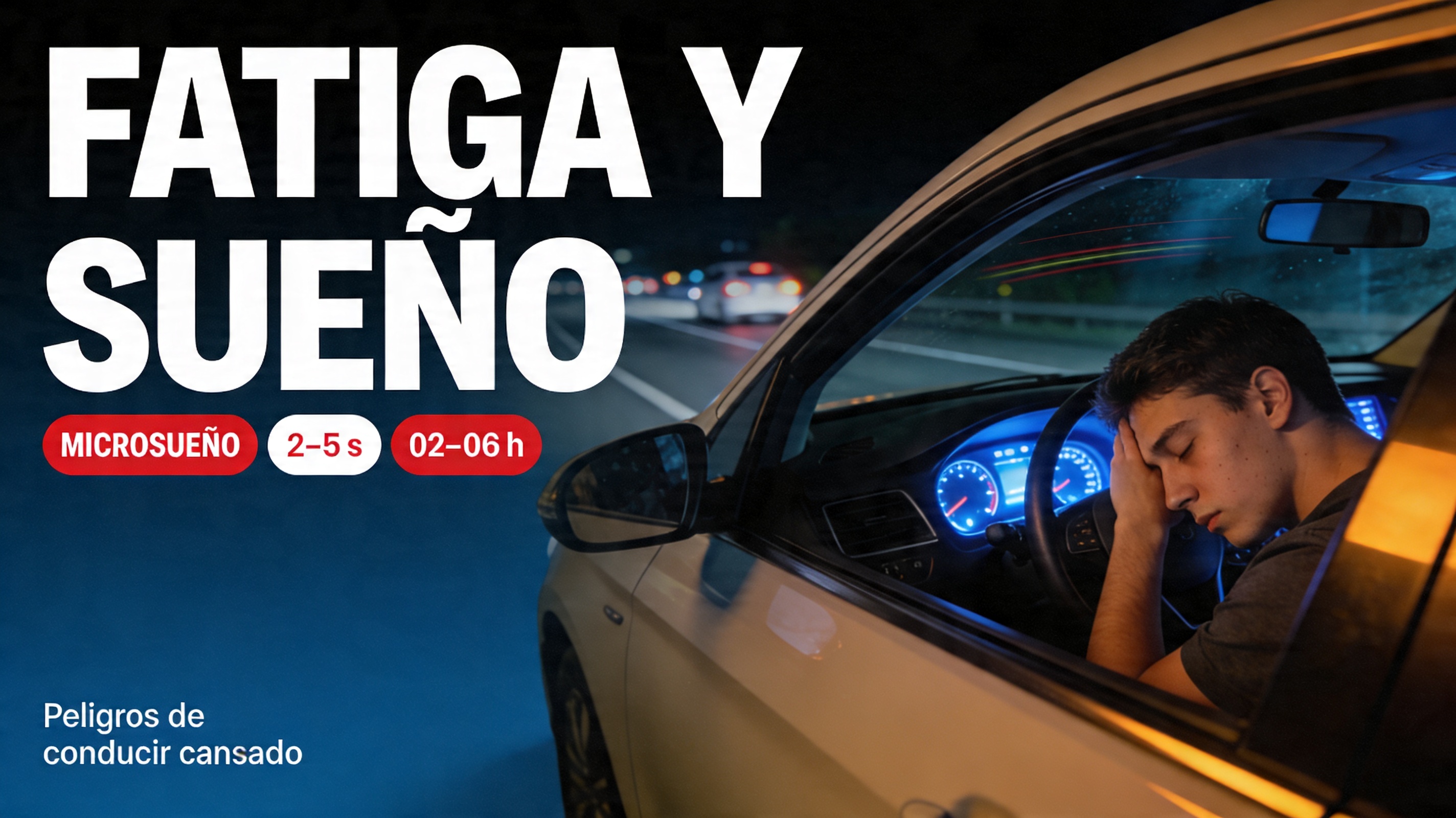 Conductor cansado al volante en carretera chilena