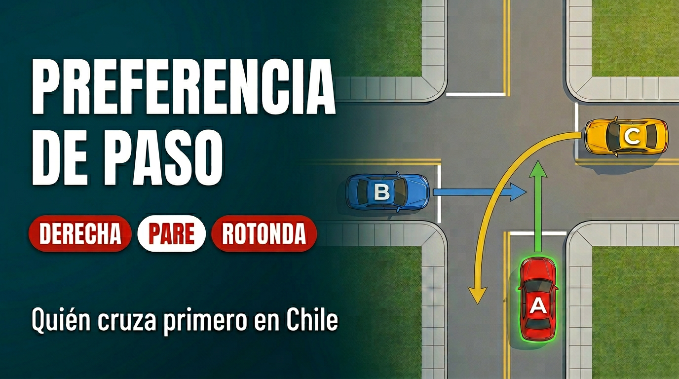 Intersección de calles en Chile con preferencia por la derecha